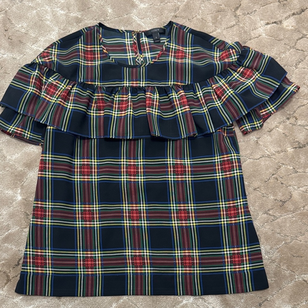 J. Crew Plaid Ruffle Top